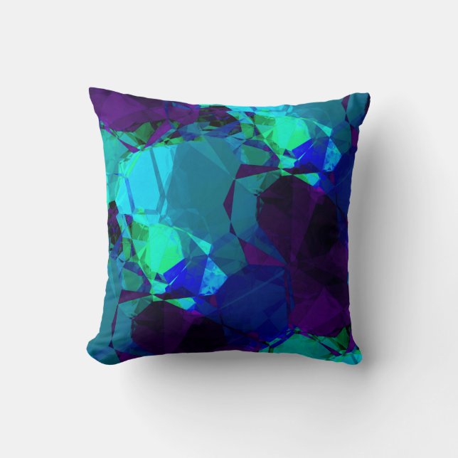 Turquoise Blue & Purple Elegant Abstract Pattern Cushion (Front)