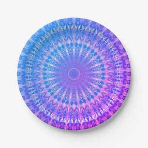 Turquoise Blue Purple Mandala Paper Plate