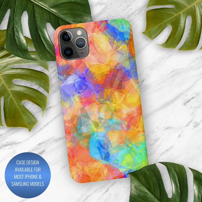 Turquoise Blue Purple Pink Orange Polygon Art iPhone Case (Creator Uploaded)