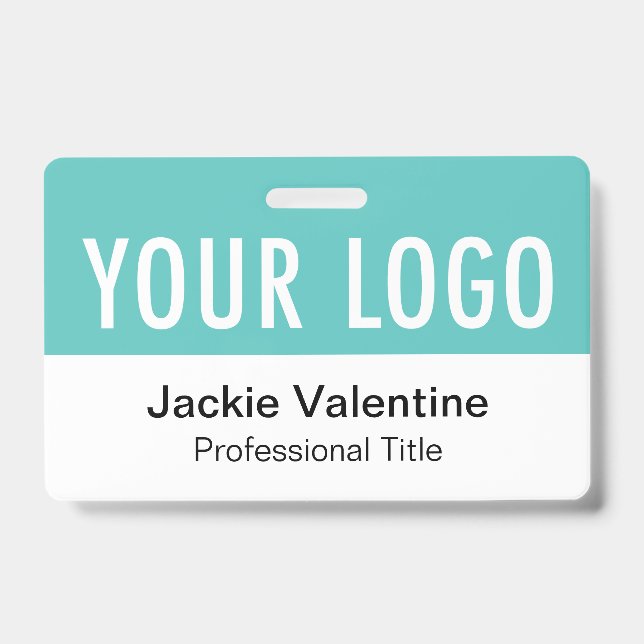 Turquoise Blue PVC Badge Horizontal Work Name Tag ID Badge (Front)