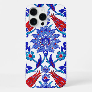 Turquoise Blue Red Ancient Turkish Floral Tile iPhone 16 Pro Max Case