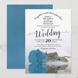 Turquoise Blue Rose Elegant Arch Wedding Invitation