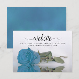 Turquoise Blue Rose Elegant Wedding Website Enclosure Card