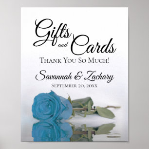 Turquoise Blue Rose Gifts & Cards Wedding Sign