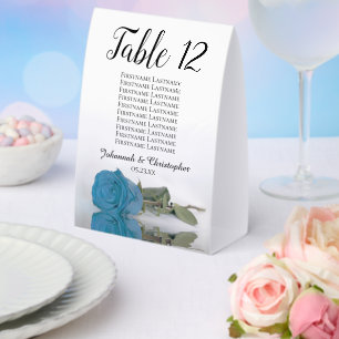 Turquoise Blue Rose Wedding Number Seating Chart