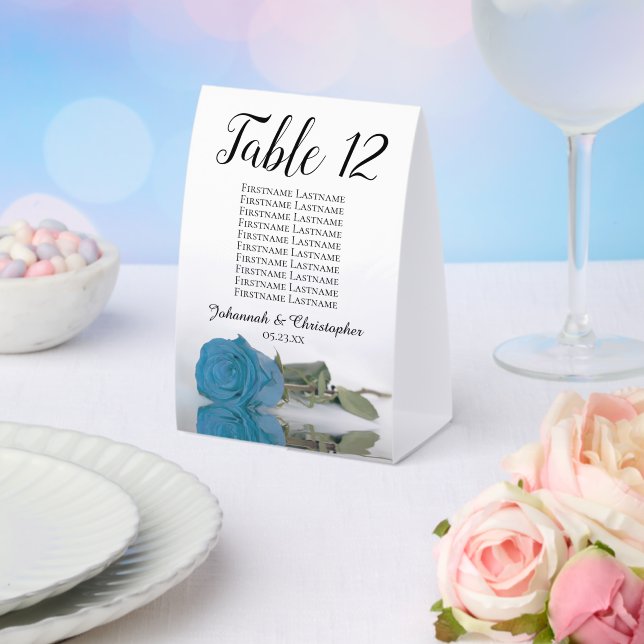 Turquoise Blue Rose Wedding Number Seating Chart (Insitu(Wedding))