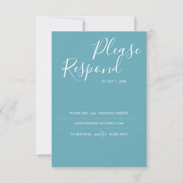 Turquoise Blue RSVP Card, Wedding Website Card (Front)