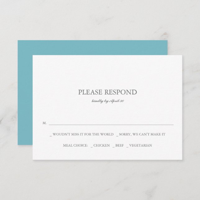 Turquoise Blue RSVP Cards (Front/Back)