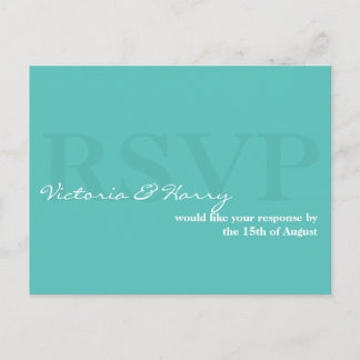 Turquoise blue RSVP simple wedding response card