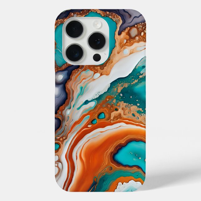 Turquoise blue, rust and gold paint abstract Case-Mate iPhone case (Back)