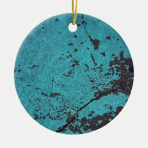 Turquoise Blue Rusted Ceramic Tree Decoration