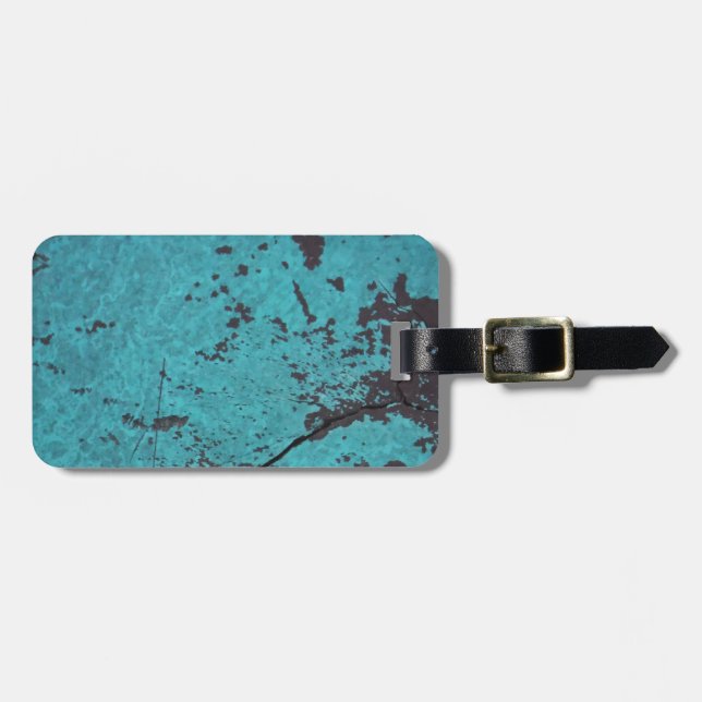 Turquoise Blue Rusted Luggage Tag (Front Horizontal)