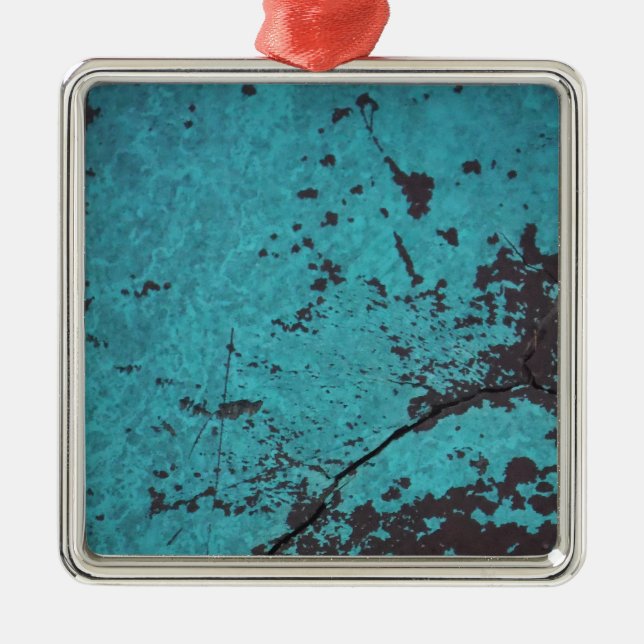 Turquoise Blue Rusted Metal Tree Decoration (Front)