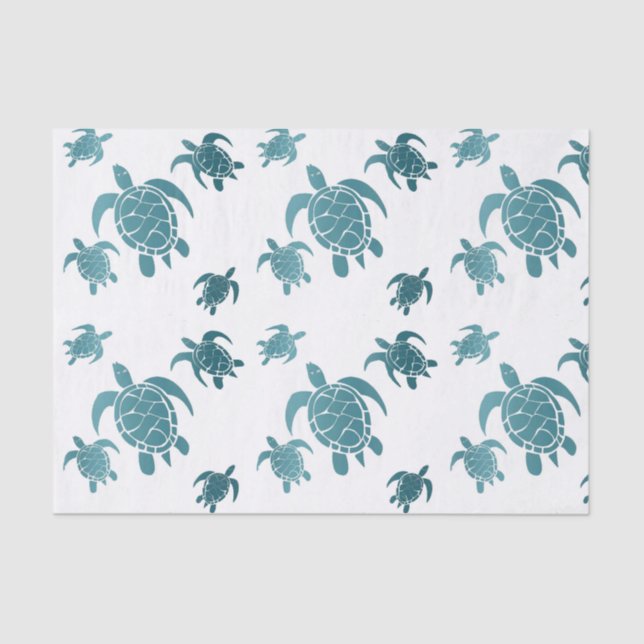 Turquoise Blue Sea Turtle Marine Tissue Paper (Front)