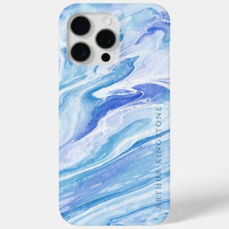 Turquoise Blue Seascape Marble Customisable iPhone 15 Pro Max Case
