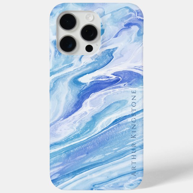 Turquoise Blue Seascape Marble Customisable Case-Mate iPhone Case (Back)