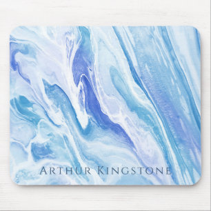 Turquoise Blue Seascape Marble Customisable Mouse Mat