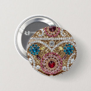 turquoise blue silver gold burgundy pink bohemian 6 cm round badge