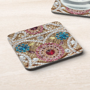 turquoise blue silver gold burgundy pink bohemian coaster