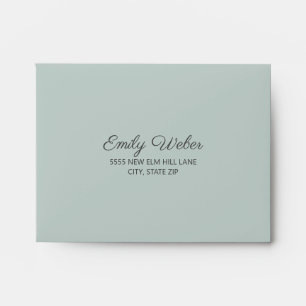 Turquoise Blue Silver Sea Glass Wedding  Response Envelope