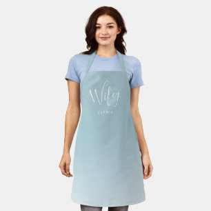 Turquoise blue simple personalised wifey apron