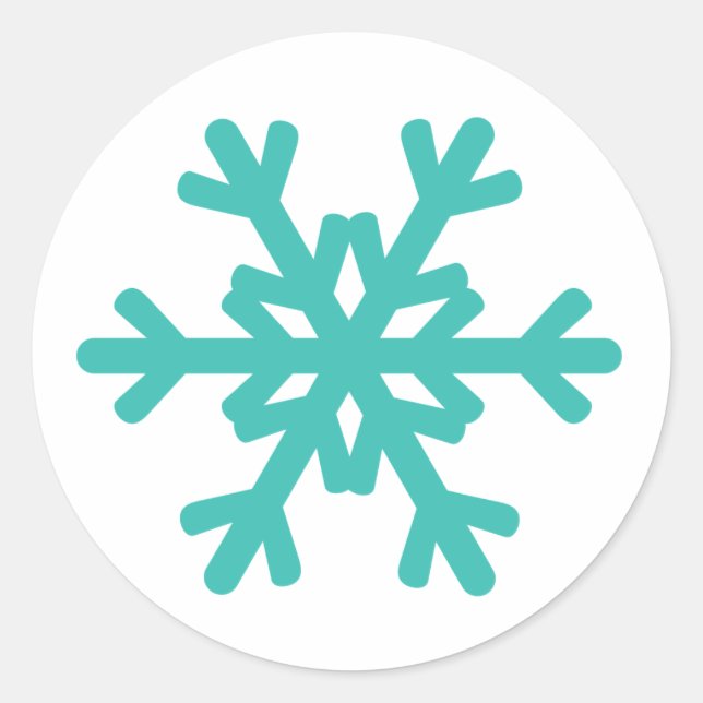 Turquoise Blue Snowflake Winter Stickers (Front)
