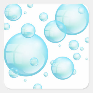 Turquoise Blue Soapy Shampoo Air Bubbles Square Sticker