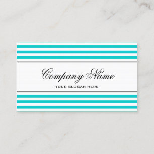 Turquoise blue striped business card template
