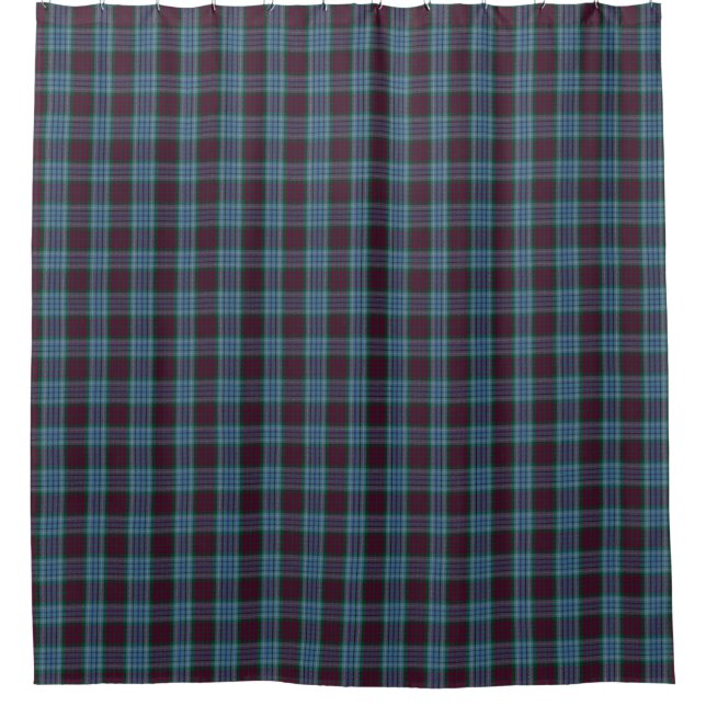 Turquoise Blue Tartan Plaid Scottish Kilt Shower Curtain (Front)