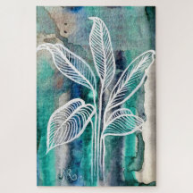  Turquoise Blue & Teal Modern Botanical Watercolor