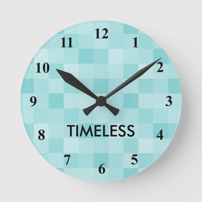 Turquoise blue timeless mosaic pattern wall clock (Front)