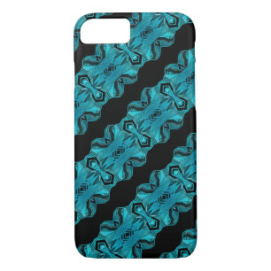 Turquoise Blue Unique Pattern/Stripes iPhone 8/7 Case