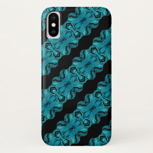 Turquoise Blue Unique Pattern/Stripes iPhone X Case