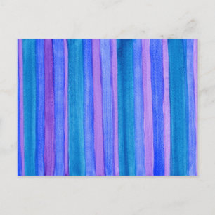 Turquoise, Blue, Violet Painted Stripes Postcard