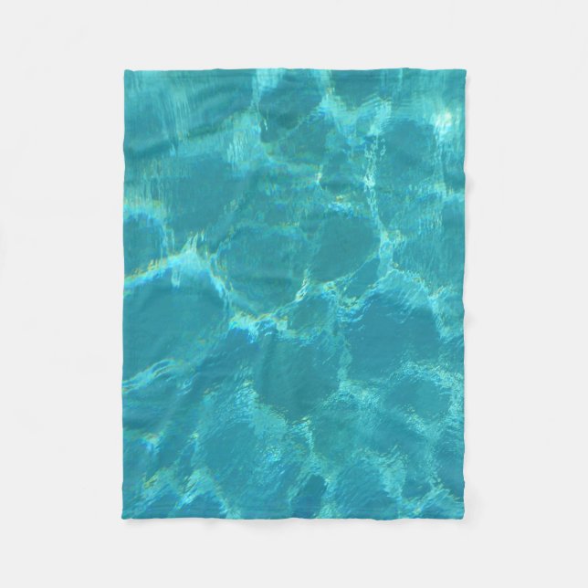 Turquoise Blue Water Fleece Blanket (Front)