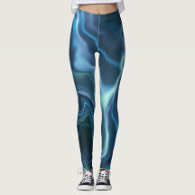 Turquoise & Blue Water Marbled Spandex Leggings