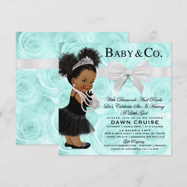 Turquoise Blue Watercolor Baby Shower Invitation (Front/Back)