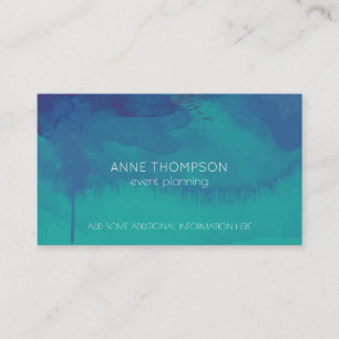 turquoise blue watercolor professional events business card