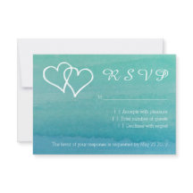 Turquoise blue watercolor RSVP beach wedding cards
