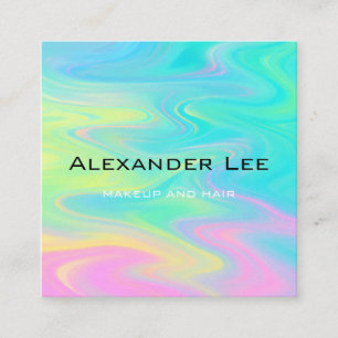 Turquoise Blue Watercolor Texture Square Business Card