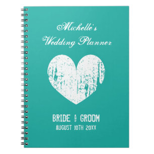 Turquoise blue wedding planner organiser notebook