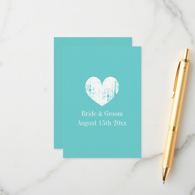 Turquoise blue wedding vertical enclosure card (Front/Back In Situ)