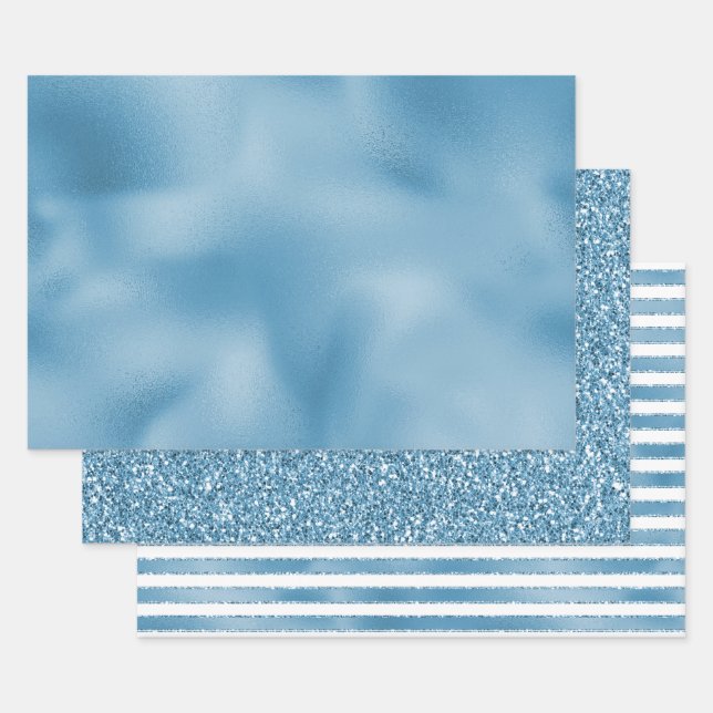 Turquoise Blue Wedding   Wrapping Paper Sheet (Set)