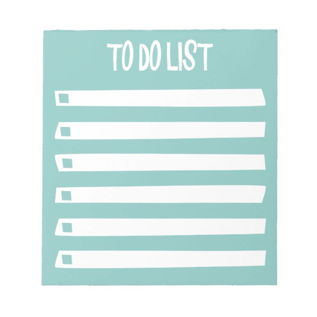 Turquoise Blue White Simple Girly To Do List Notepad (Front)