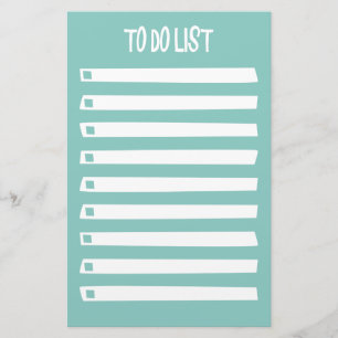 Turquoise Blue White Simple Girly To Do List Stationery