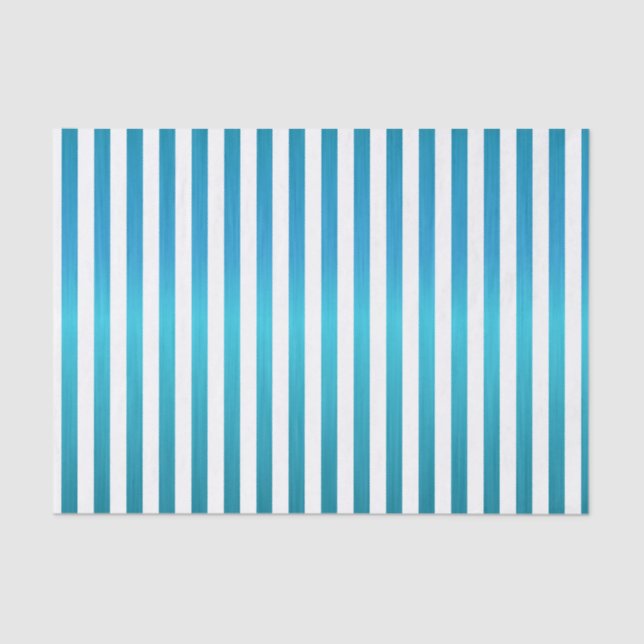 Turquoise Blue & White Stripes Tissue Paper (Front)