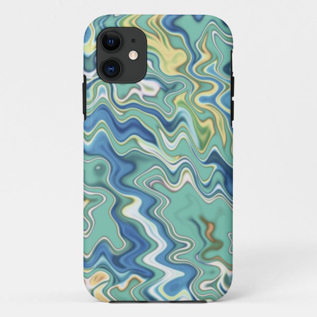 Turquoise Blue Yellow Chic Unique Pattern Case-Mate iPhone Case (Back)