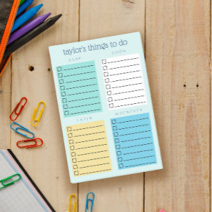 Turquoise Blue Yellow Organised Things to Do Post-it Notes