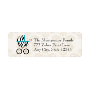 Turquoise Blue Zebra Print Baby Carriage Return