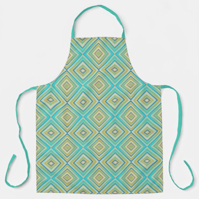 Turquoise Blues Alternative Diamond Pattern Apron (Front)